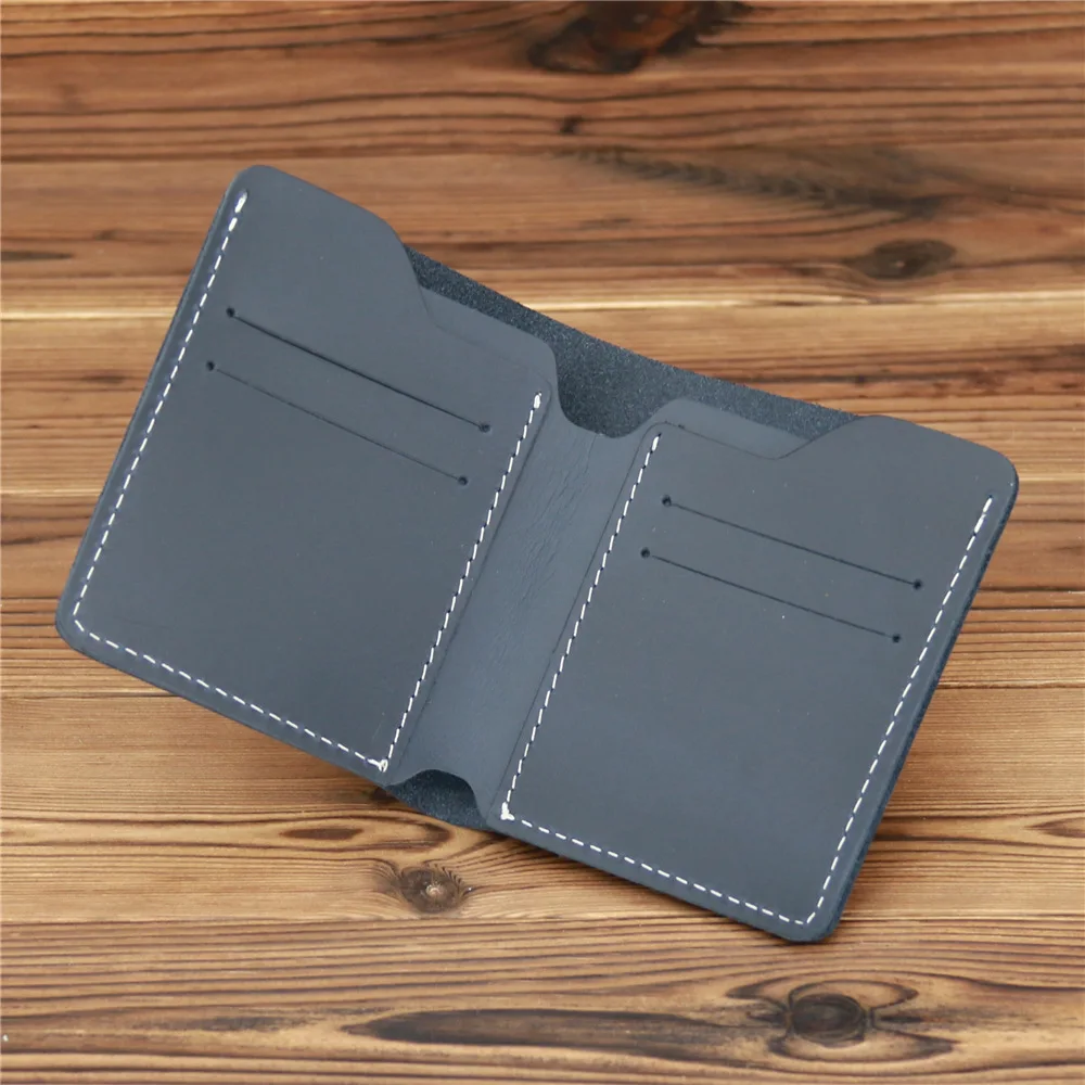 Engraving New Arrival Vintage Men's Genuine Leather Credit Card Holder Small Wallet Money Bag ID Card Case Mini Purse For Male images - 6