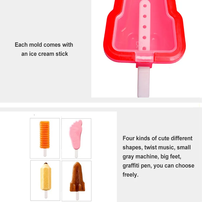 

4pcs Silicone Popsicles Molds Reusable Easy Release Cake Popsicles Mold for DIY Kitchen Dropship Kitchen,Dining & Bar