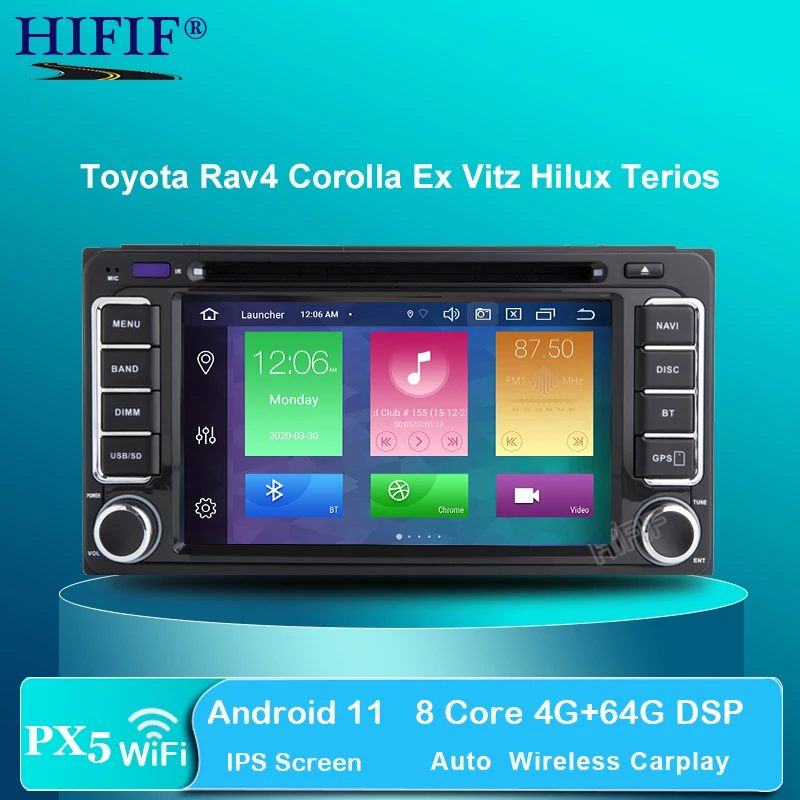 DSP Android 11 4 Гб 8-ядерный автомобильный DVD-плеер для Toyota RAV4 Corolla EX Vios Vitz Hilux Terios Avanza