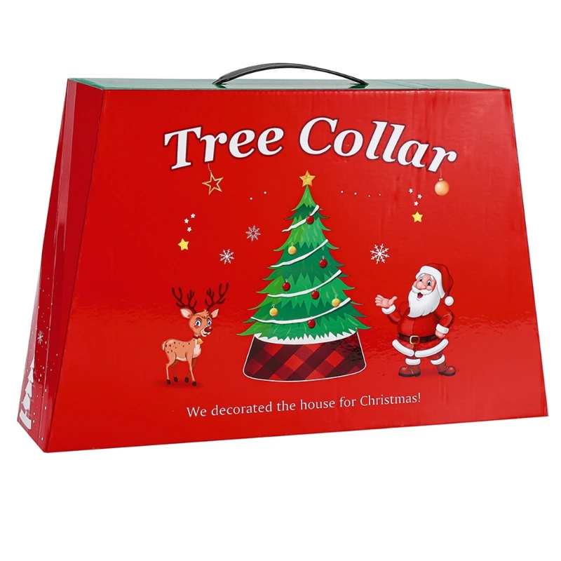 

Christmas Tree Skirt Snowman Black White Plaid Base Collar Around Xmas Decor 57BB