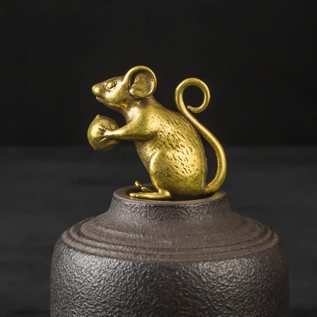 

1*Mini Brass Ornaments Cute Mini Vintage Brass Portable Mouse Home Office Decor Ornament Home Office Desk Decorative Decoration