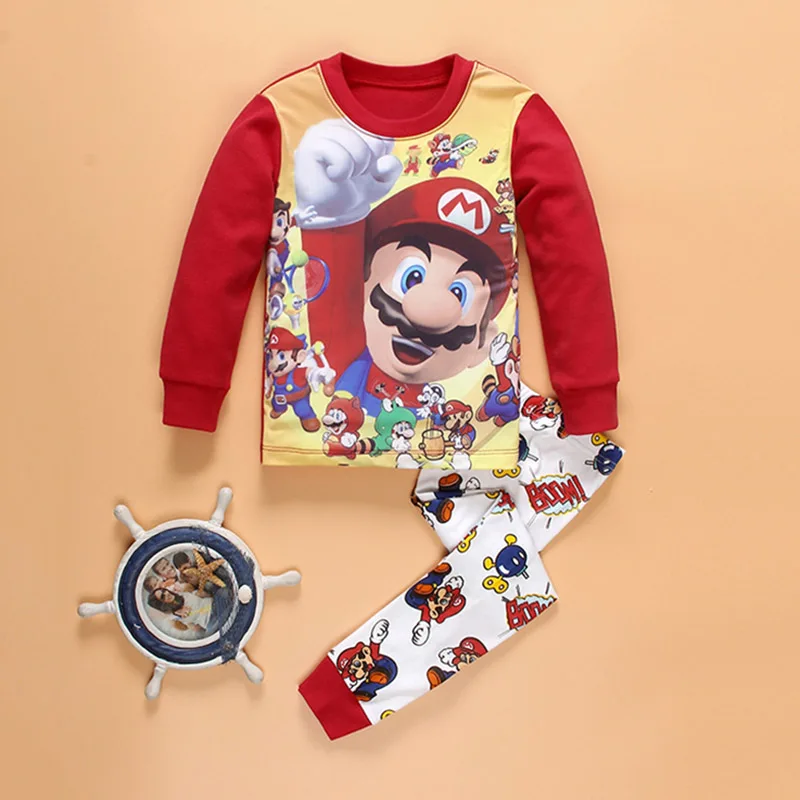 Детская одежда для сна из хлопка с супер Марио мальчиков пижама топ + штаны