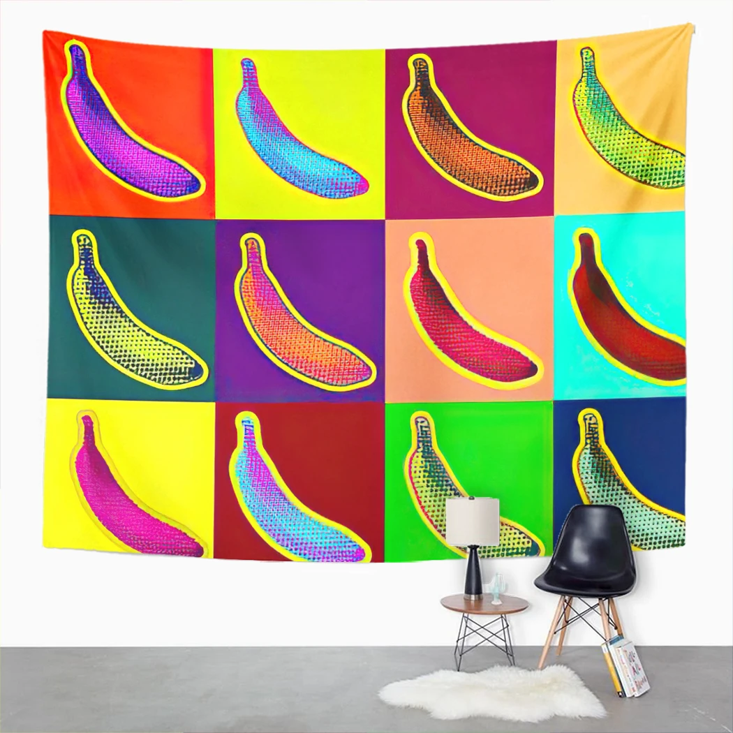 

Psychedelic Tapestry Multicolored Bananas Abstract Seamless Pattern Triangle Wall Hanging House Decoration Picnic Mat Gifts