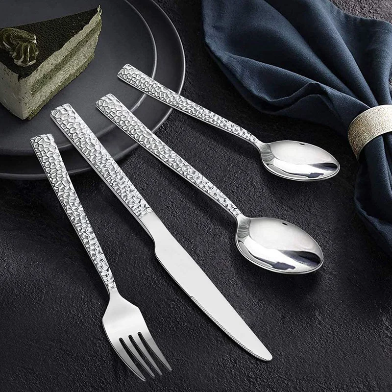 24 комплект столовых приборов молотый квадратный край нож вилка ложка столовые