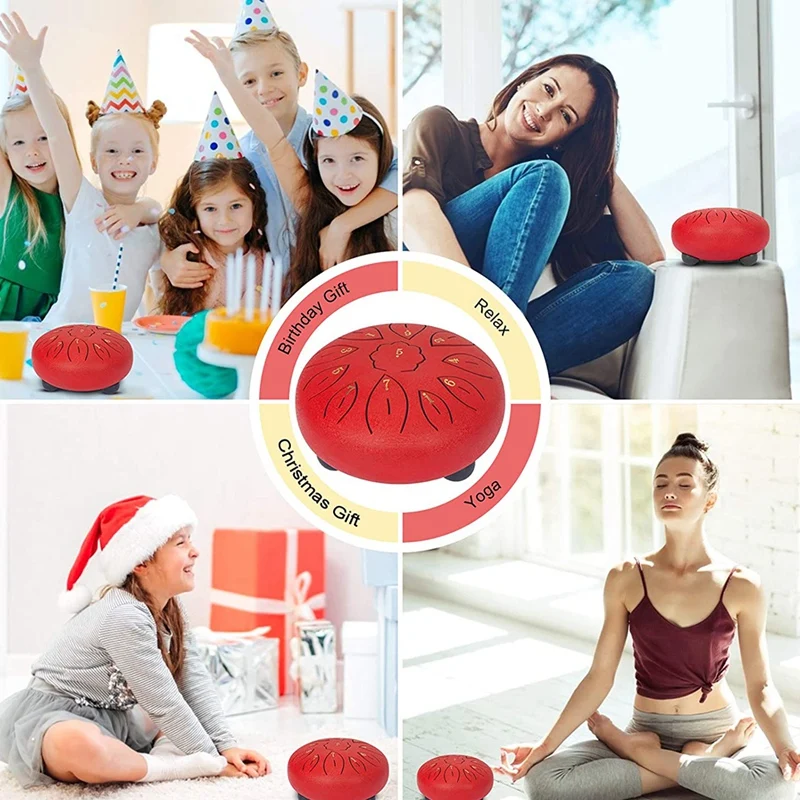 

Steel Tongue Drums 11 Notes 6 Inch Musical Drum, Metal Hand Drum Percussion Instrument with Drum Mallets