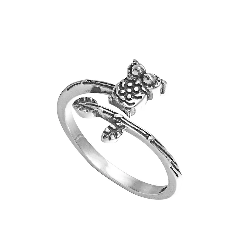 Flyleaf 925 стерлингового серебра Дерево ветки Сова открывается кольца для женщин