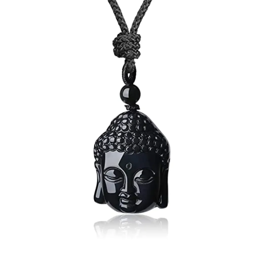 

Charming Buddha jade Head Stone Prayer Pendant Necklace