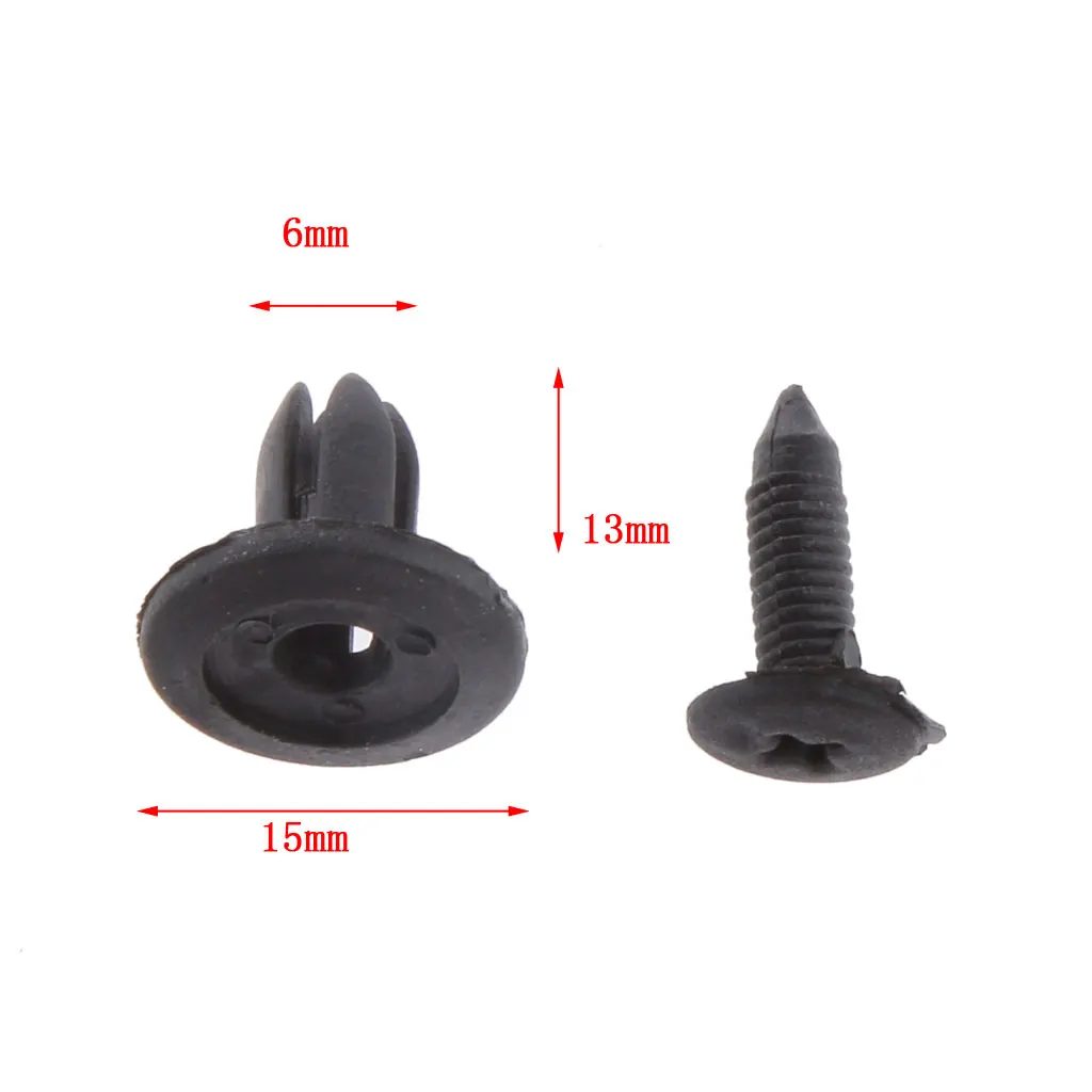 

50x Bumper 6mm Hole Black Plastic Rivets Fasteners Clips For Toyota