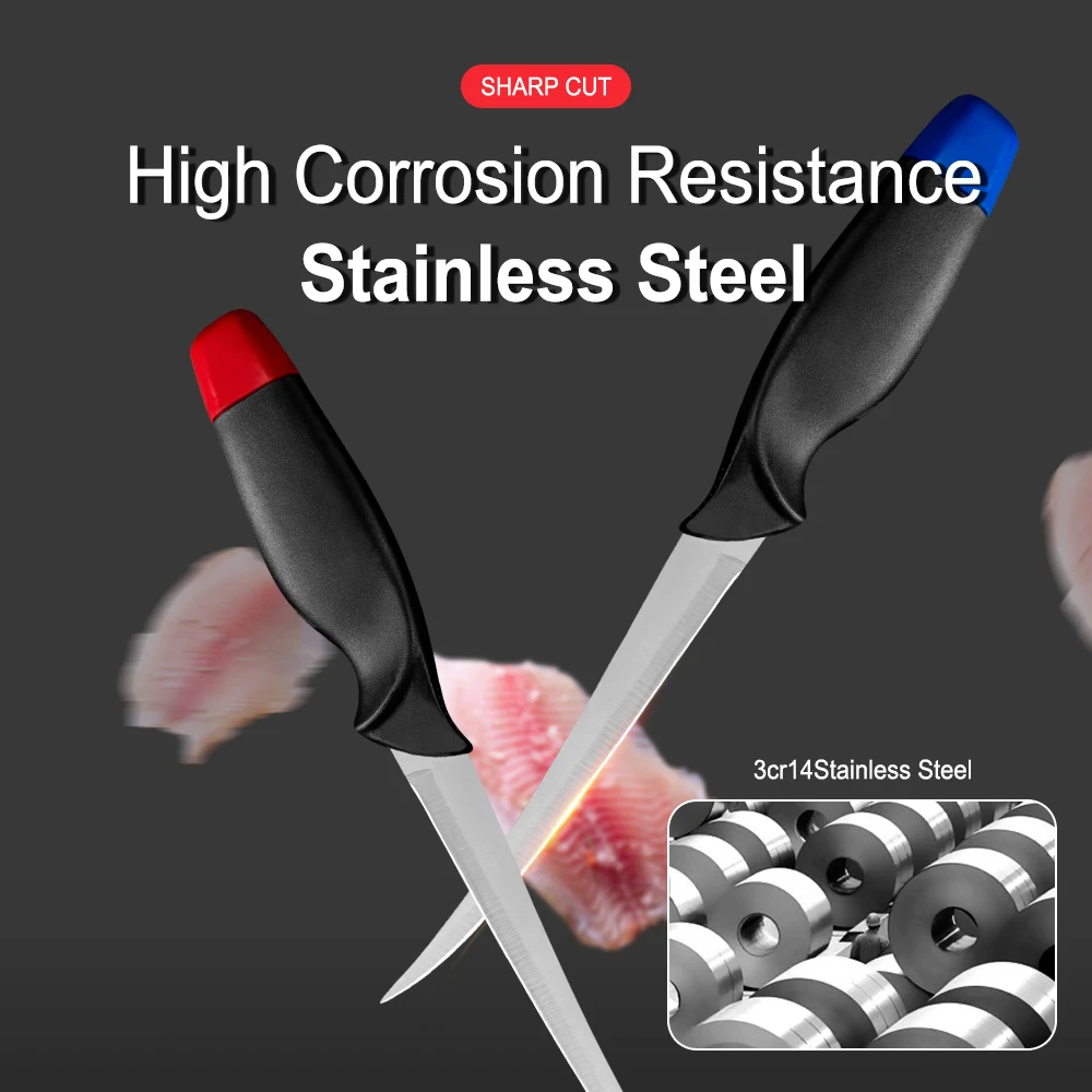 Набор рыболовных ножей XYj из нержавеющей стали с красной и синей ручкой нож для