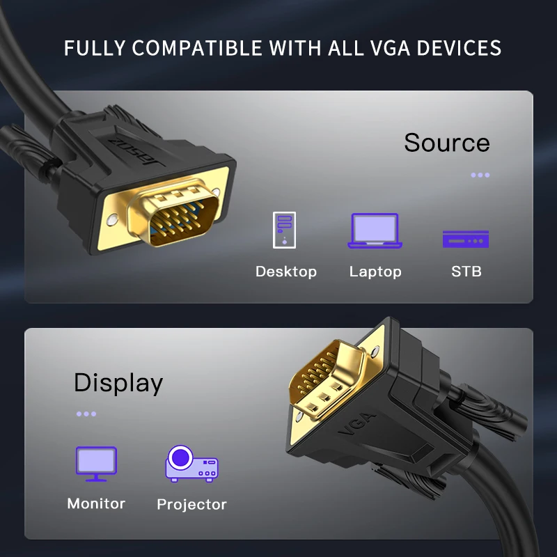 jasoz 1080p vga cable 15 pin vga male to male black braided high premium shielding hdtv vga cable with ferrite core1m 5m 10m 20m free global shipping