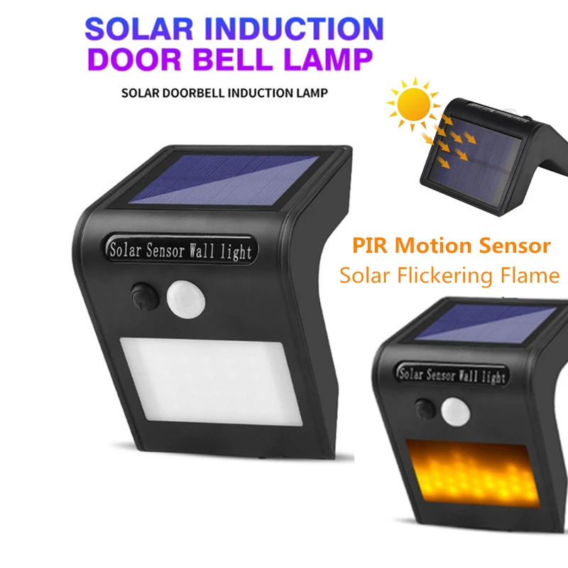 

Светодиодный настенный светильник с пассивным ИК датчиком движения, уличный фонарь на солнечной батарее с дверным звонком, лампа для сада, ...