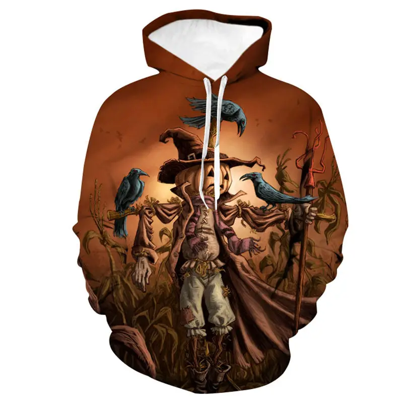 

Novelty Hoodie Sweatshirt Men Women Mode Halloween 3D Horror Scarecrow Full Print Long Sleeve Pullover Hoodies Tracksuit Tops