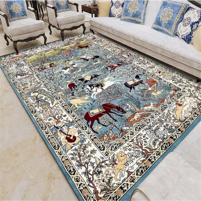 

Dcorative Living Room Blue Carpet Area Rugs Vintage Moroccan Rug Soft Bedroom Home Decor Anti-Slip Bedside Turkey Floor Mat