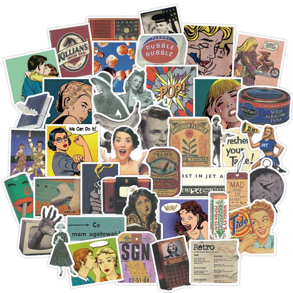 

10/30/50 шт. ностальгия классический ретро фильм плакат наклейки для бутылки воды ноутбук гитара граффити водонепроницаемые наклейки