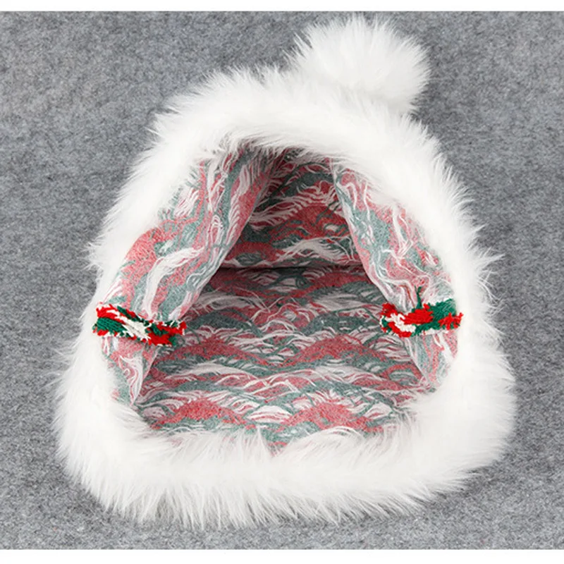 Рождественская шапка с классическим принтом Санта-Клауса шапочка искусственным