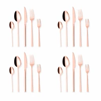 rose gold cutlery mirror kitchen tableware stainless steel dinnerware set golden cutlery fork spoon knive dinner set complete