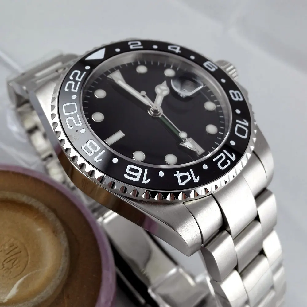 Роскошные стерильные циферблаты сапфировое стекло Дата керамический ободок GMT
