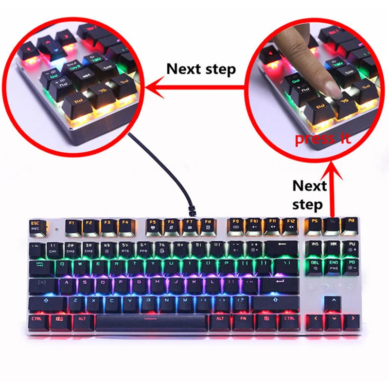 

Blue Switch Color Backlight keyboard Metal Mechanical Keyboard 87 keys Gaming Keyboards for Tablet Desktop Russian sticker