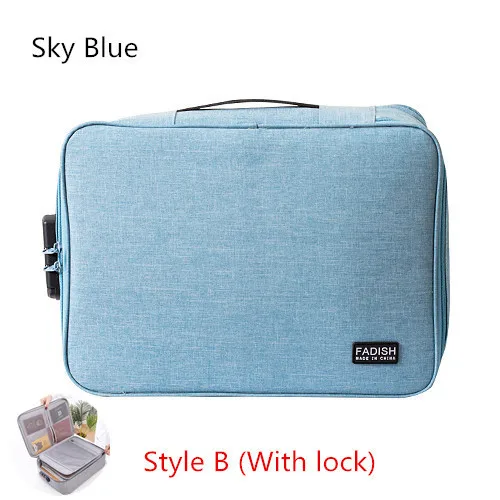 B-Sky Blue Mihawk большая Вместительная дорожная Сумка для документов, паспорта, ID, кредитных карт, кошелек, держатель для наличных денег, органайзер, чехол, коробка с кодовым чехлом, принадлежности - Цвет: B-Sky Blue