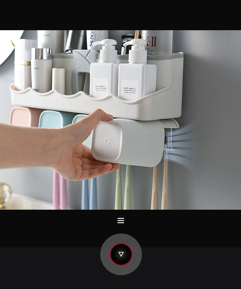 4pcs Multifunctional Toothbrush Holder Bathroom Accessories Set Automatic Toothpaste Dispenser Holder Bathroom Storage