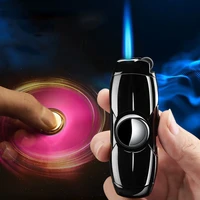 creative rotating wheel lighter torch inflatable fingertip gyro lighter blue flame lightweight and easy to carry mens toys