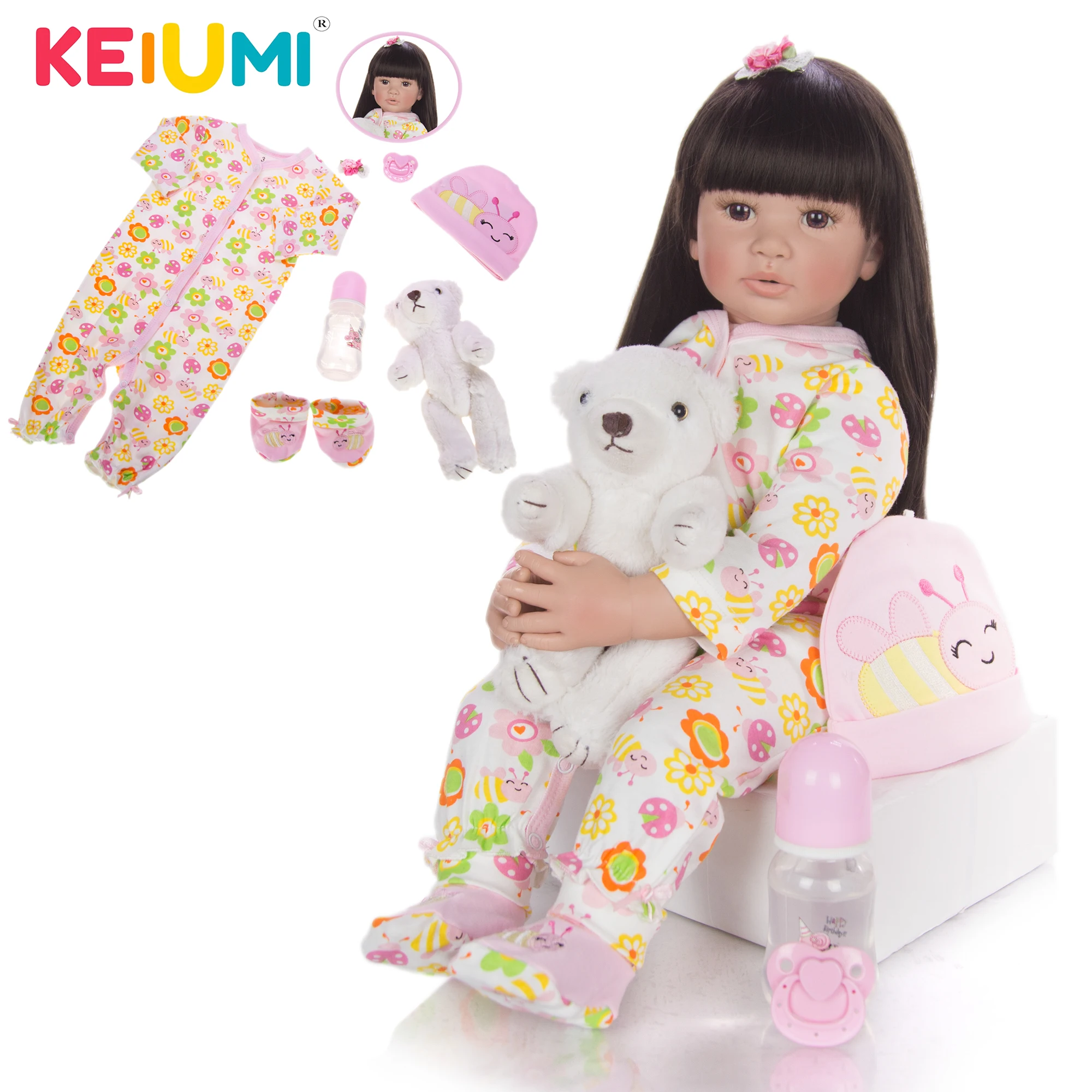 

Кукла реборн KEIUMI, мягкая силиконовая кукла-младенец, 24 дюйма, 60 см, подарок ручной работы для детей на день рождения