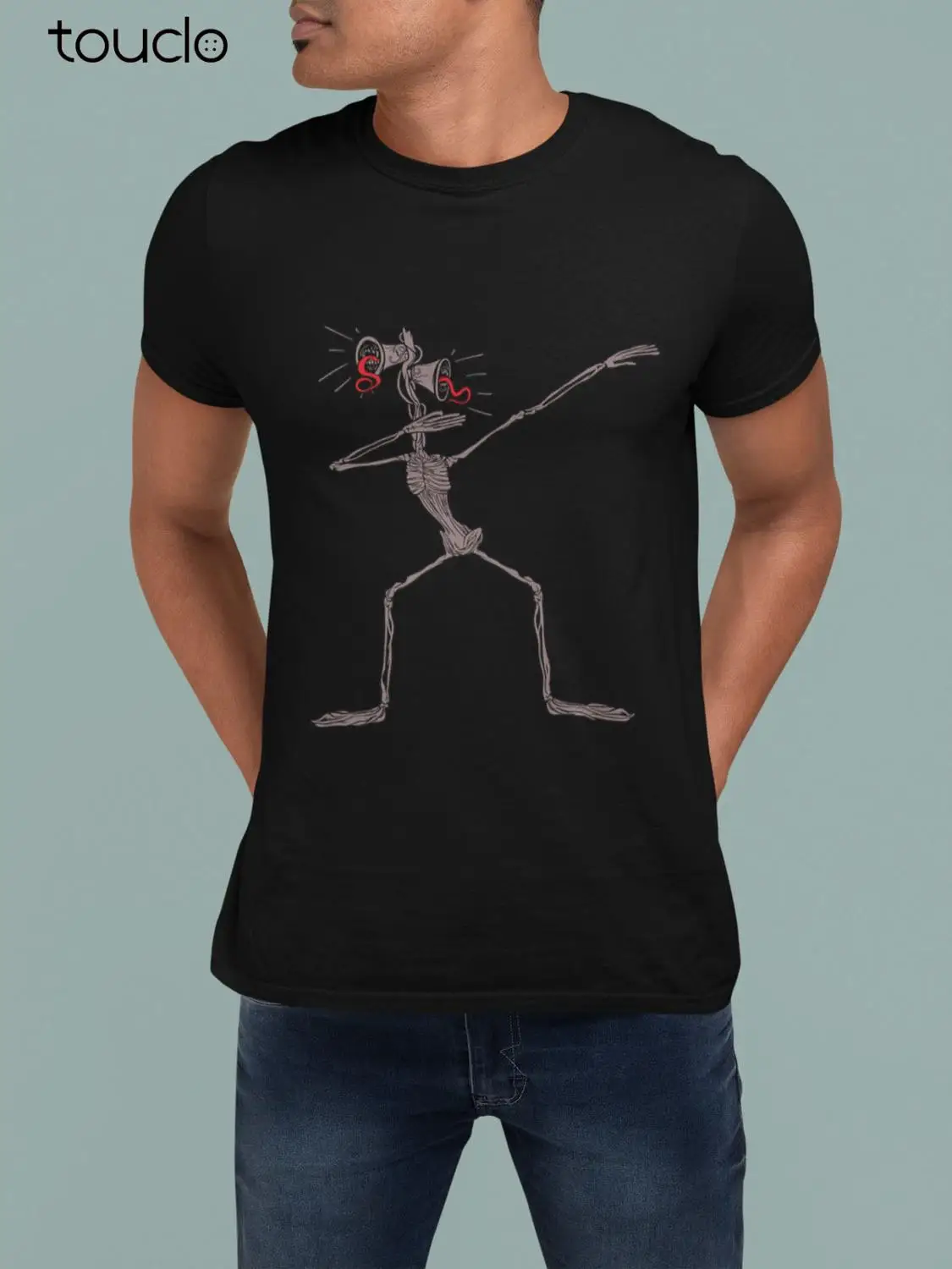 

Funny Dabbing Siren Head Halloween Skeleton Gift Men T Shirt Cotton Black