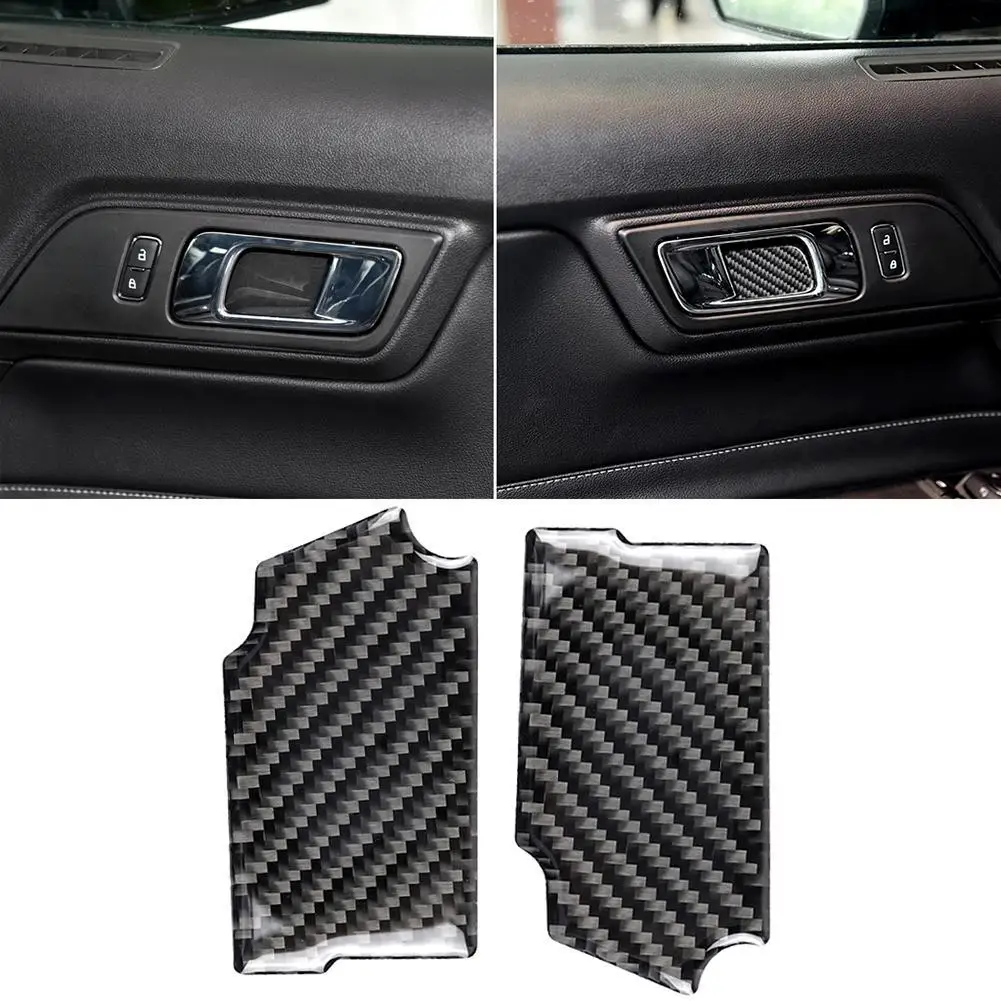 

2Pcs Carbon Fiber Trim Cover Car Door Handle Bowl Stickers Cover Trim Fit for Ford Mustang 2015 2016 2017 2018 2019