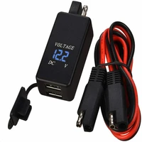 12v motorcycle sae to usb dual port charger cable adapter inline fuse waterproof with digital monitor car accessories