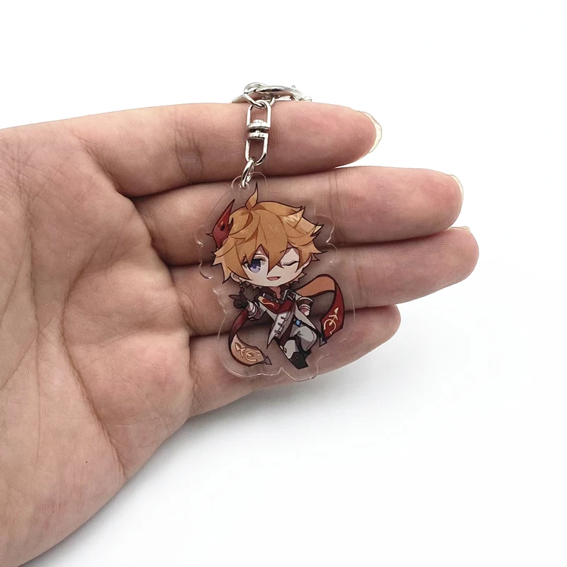 Genshin Impact Raiden Shogun Tartaglia Xiao Keqing Hu Tao Key Chains Two-sided Keychain Cosplay Acrylic Pendant Keyring Prop | Украшения и