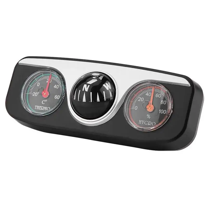 

11.2cm 3 in 1 Car Vehicle Dashboard Thermometer Hygrometer Compass Navigation Ball Navigation Compass Camping Hiking