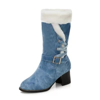 fashion women snow boots australia classic high quality denim warm women winter boots botas mujer plus size 34 48 drop shipping