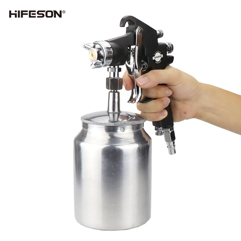 

HIFESON 77S всасывающий пневматический распылитель краски пистолет-распылитель 1000CC нижний кастрюль 2,5 мм Калибр распылитель для краски автомоб...