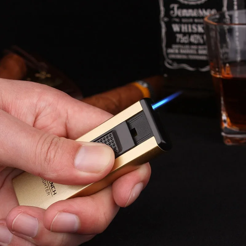 

Ultra-Thin Metal Long Stripe Jet Lighter Torch Turbo 1300 C Windproof Gas Butane Welding Cigar Cigarettes Portable Lighters