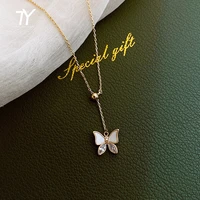 elegant white butterfly pendant short necklace for woman korean fashion jewelry girls sexy clavicle chain party luxury necklace
