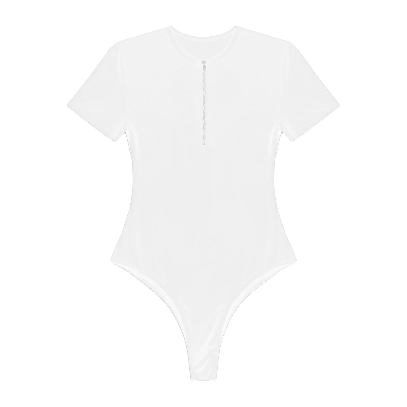 

Mens Sexy Buckle Bodysuit See Through Slim Leotard Skinny Jumpsuits One-piece Zipper Front Short Sleeve Shapewear For Party Club