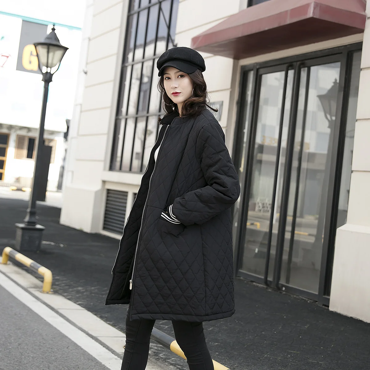 Женская Стеганая куртка Повседневная Свободная теплая с блестками верхняя