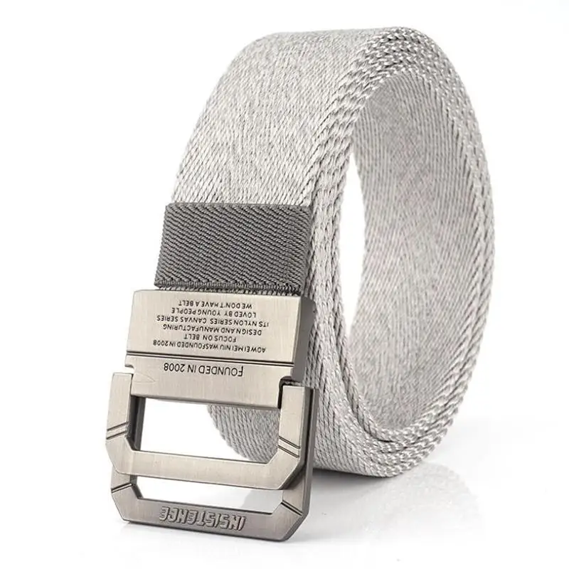 BOKADIAO холщовый ремень роскошный двойной кольцевой металлический пояс на пряжке