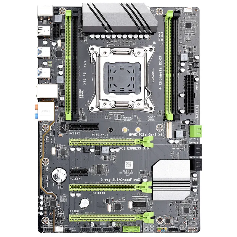 PPYY-X79-P3 LGA 2011 ATX Gaming Motherboard DDR3 RAM Memory NVME M.2 SSD Support for Intel Xeon Core CPU(with E5-2670 CPU) | Компьютеры и