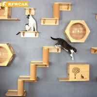 rfwcak wall mounted cat climbing frame sisal scratching post cat tree jumping platform kitten house with ladder cat furniture
