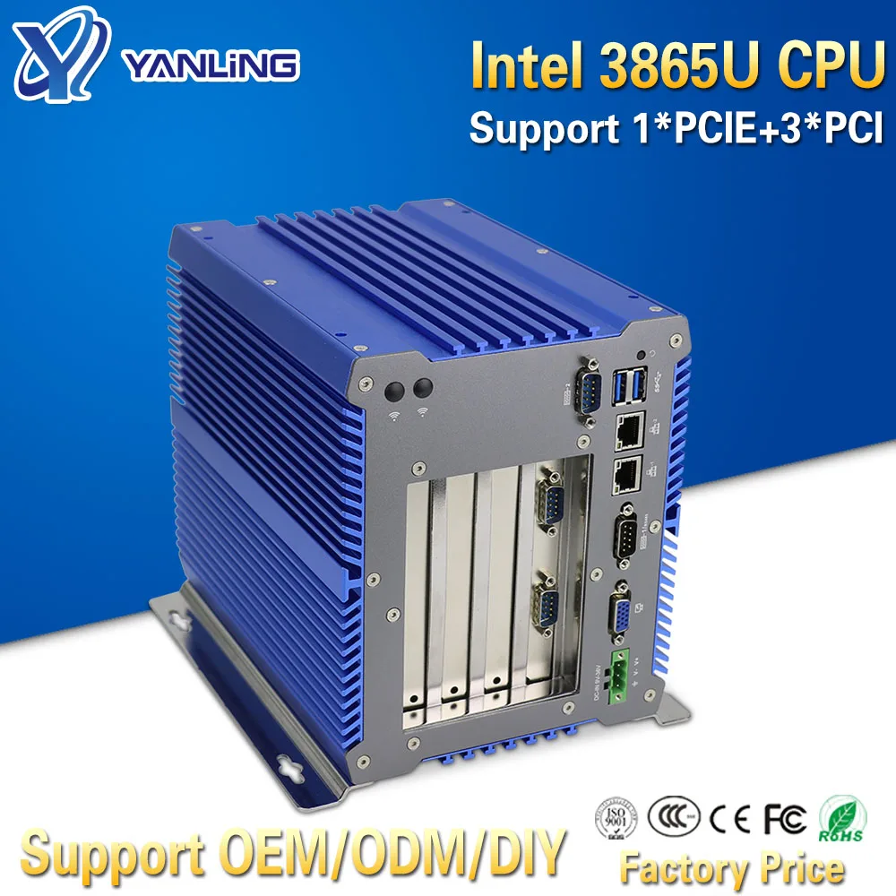 

Yanling Rugged Industrial Embedded Box PC Intel Celeron 3865u Processor Dual Lan Mini ITX Fanless Computer Support 3*PCI 1*PCIE