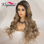 Парик для косплея чернокожих корней Kryssma Женский, длинные волнистые синтетические парики со светлыми волнистыми волосами