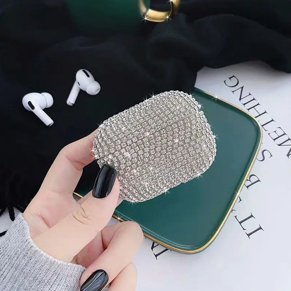 

Luxury Crystal Earphone Case For Protective Case Glitter For Bling Hard Shell Air pods Headphone Cover