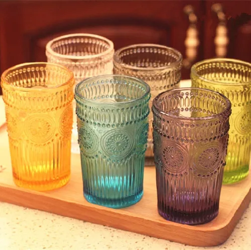 Новый год 1 шт красочные винтажные стеклянные рельефные молочные чашки Кружка