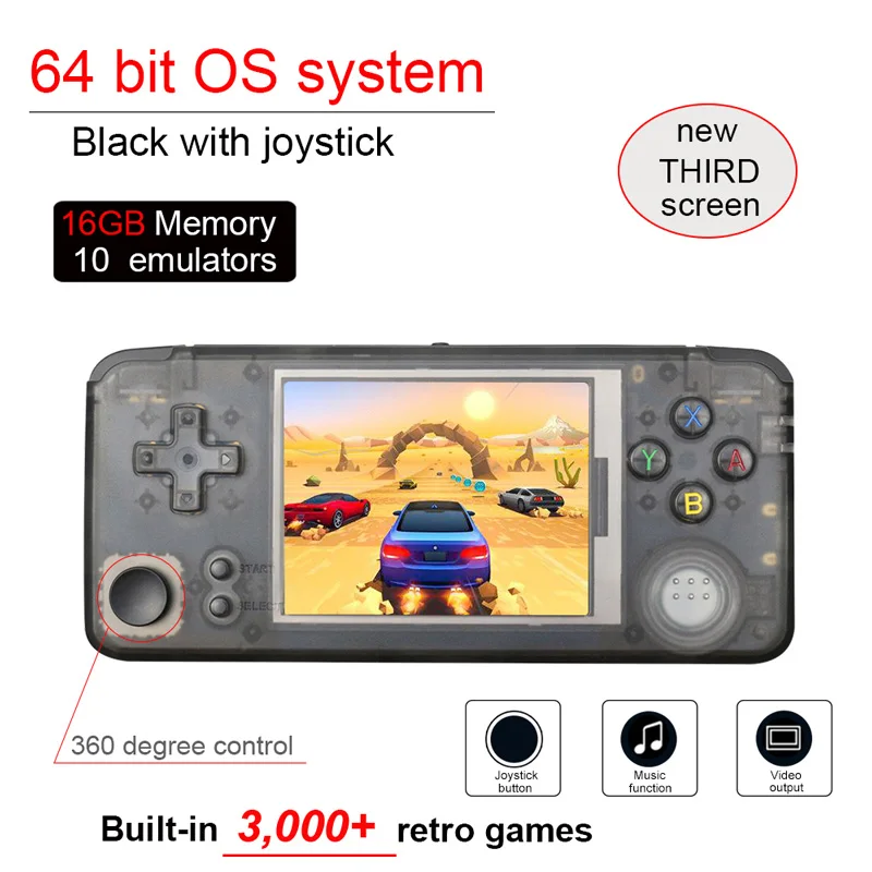 Портативная игровая консоль 3,0 дюймов консоль 16G rom Встроенная 3000+ различные игры Поддержка NEOGEO/GBC/FC/CP1/CP2/GB/GBA - Цвет: 3D Black