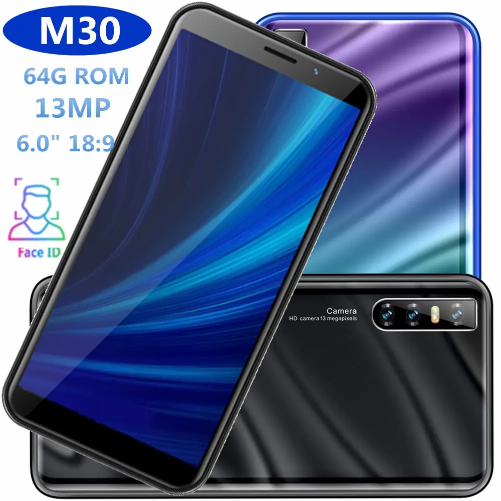 Новые M30 смартфоны 4G RAM 64G ROM 13MP камера 6 0 &quotIPS четырехъядерный процессор celulares face ID