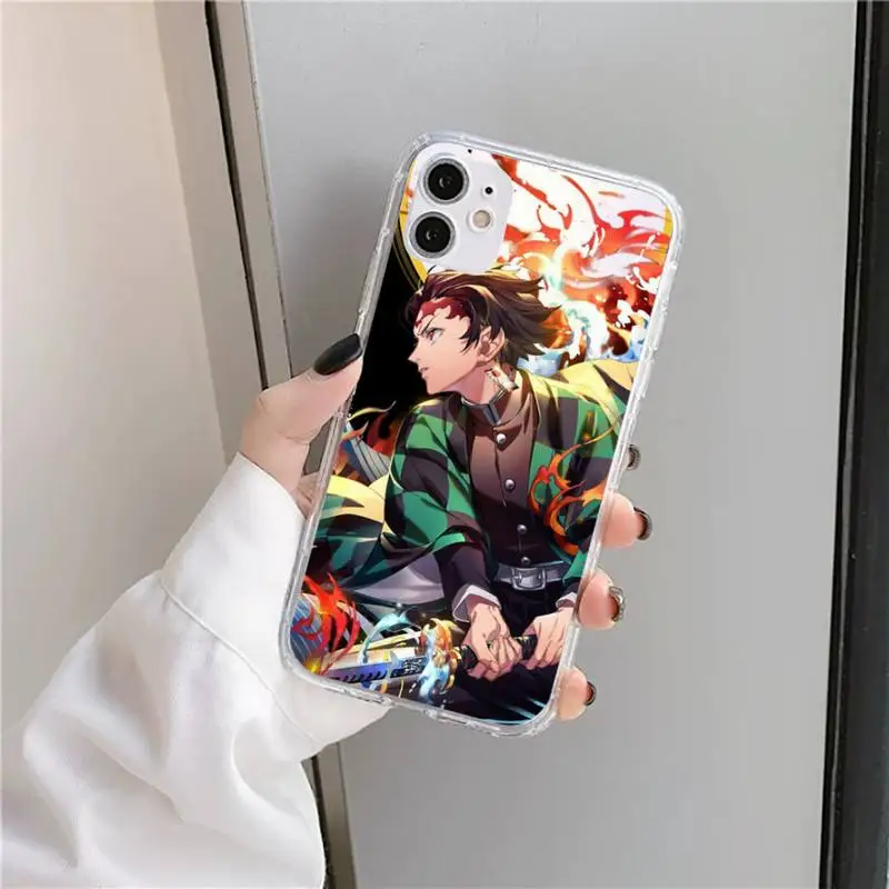

Anime Demon Slayer Phone Case Transparent for iPhone 11 12 mini pro XS MAX 8 7 6 6S Plus X 5S SE 2020 XR