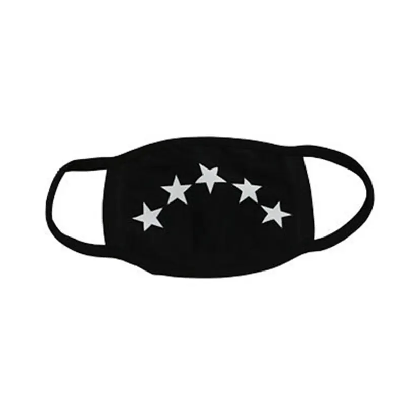 Черная маска для рта тканевая с мультяшным принтом многоразовая ветрозащитная