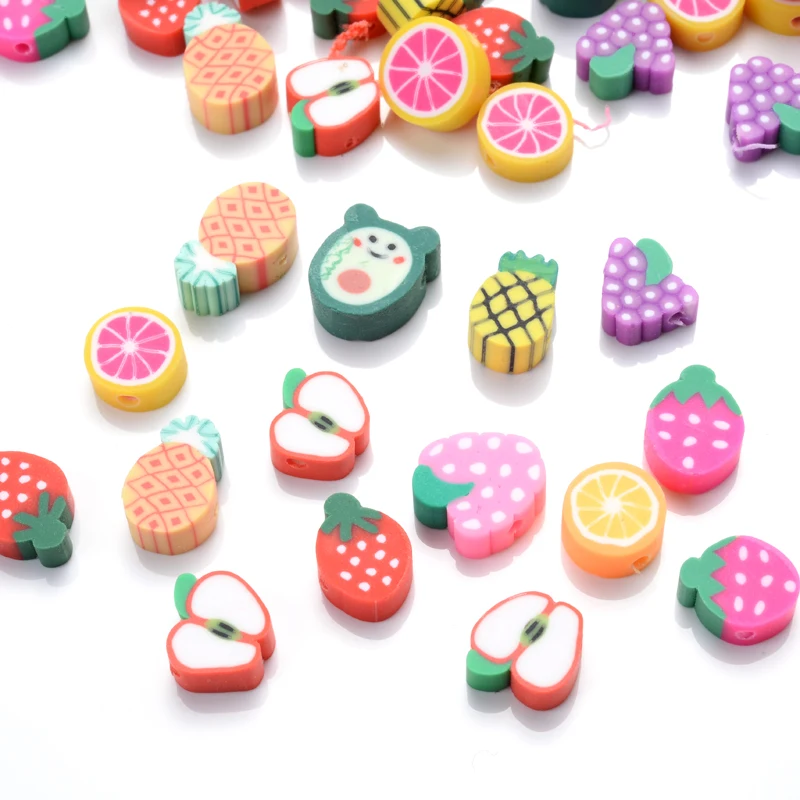 30Pcs/Lot 10mm Fruit Animal Beads Polymer Clay 45 Style Spacer For Jewelry Making DIY Bracelet Necklace | Украшения и аксессуары