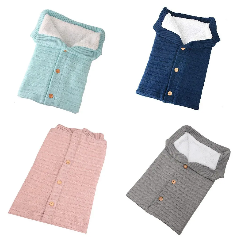 Шерстяной вязаный бархатный плотный теплый спальный мешок на пуговицах детский